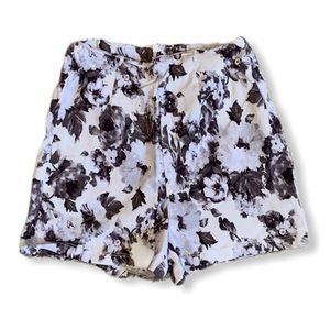 Kirra Floral Black and White High Waisted Shorts